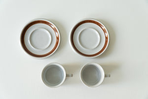 Set of two Arabia Rosmarin tea cups and saucers