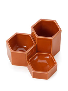 Vitra Hexagonal Ceramic Containers - Rusty Orange