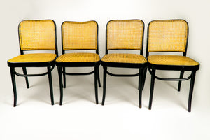 Set of 4 Josef Hoffmann Prague chairs by Thonet, 1960's